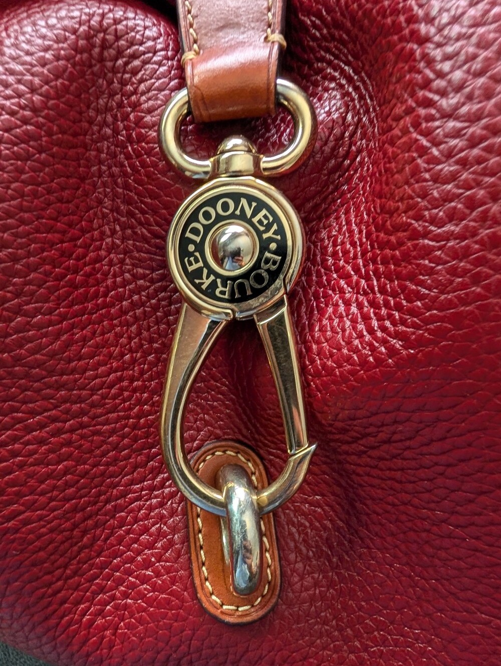Dooney& Bourke Burgundy Leather Shoulder Hobo Bag with Gold Hardware - Picture 14 of 15